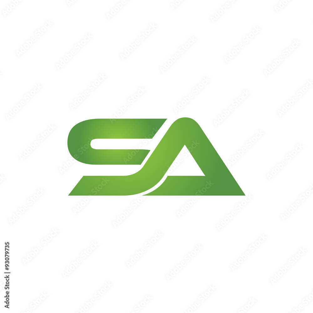 SA company linked letter logo green SA company linked letter logo green