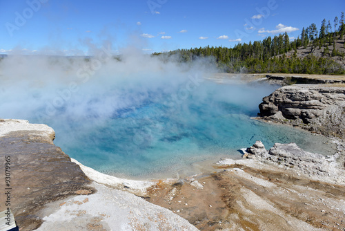 Yellowstone National Park is a volcanically active area, filled with geothermal activity of steam vents, hot springs and geysers