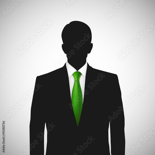 Unknown person silhouette whith green tie