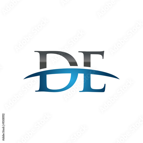 DE initial company swoosh logo blue