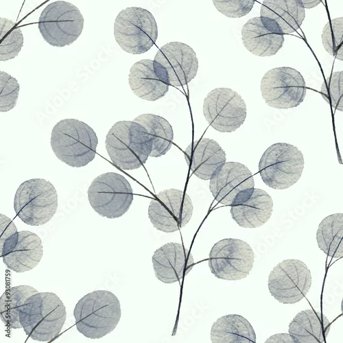 Tapety Gałęzie z okrągłymi skórami. Tle akwarela Jednolity wzór 5