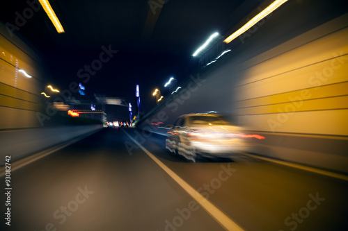 Blurred tunnel traffic