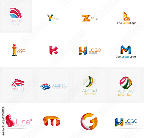 Set of universal company logo ideas, business icon collection