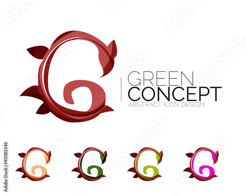 Set of abstract eco plant icons  business logotype nature green