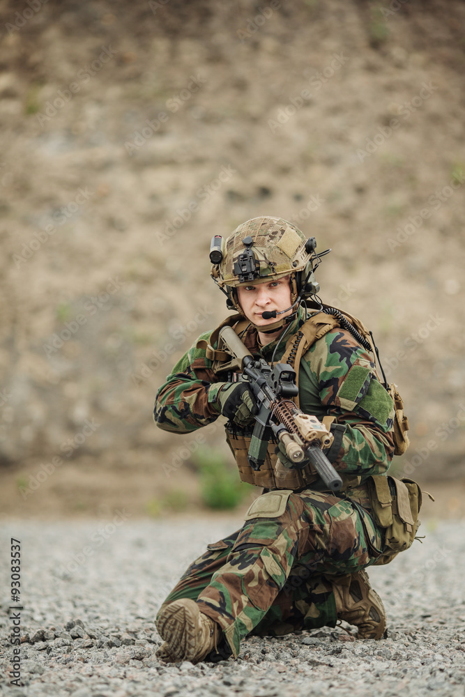 portrait of the special forces ranger on battlefield