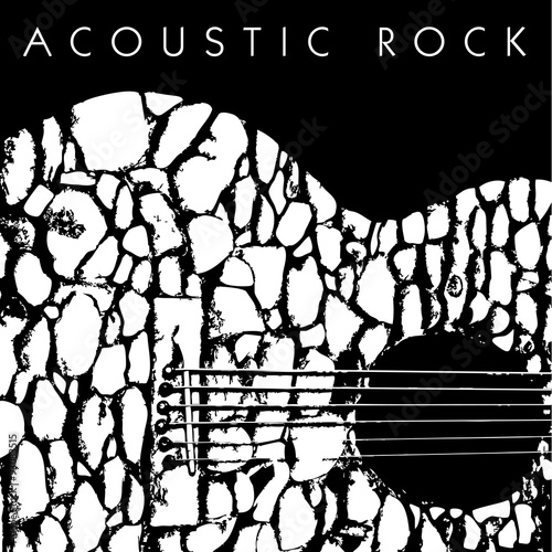 A vector depiction of an acoustic guitar made of stones