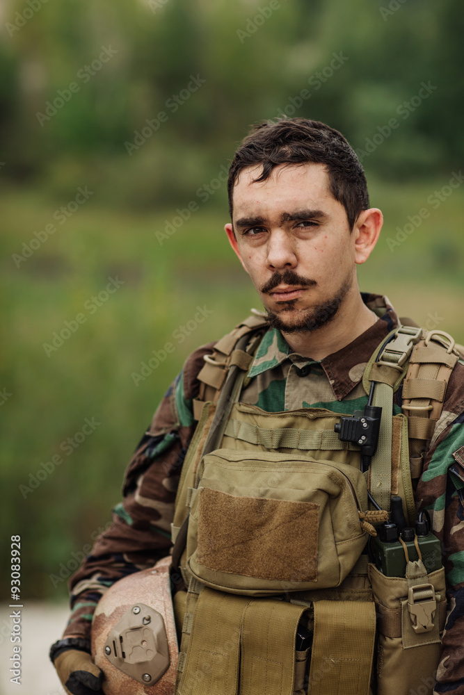 portrait of the special forces ranger on battlefield