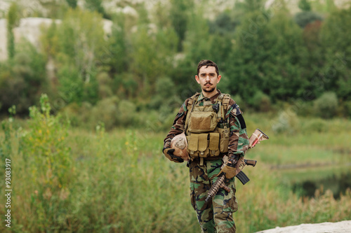 portrait of the special forces ranger on battlefield