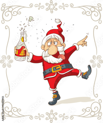 Drunk Santa Dancing Vector Cartoon