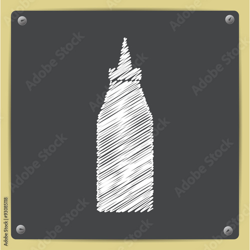 Vector flat bottle with ketchup 