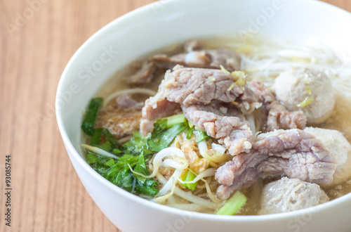 Asian food Beef and meat ball noodle soup