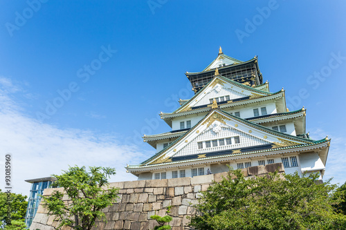 Osaka Castle with clear blue sky