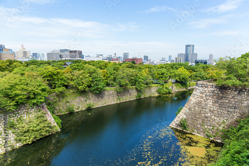 Moat of Osaka Castle in Osaka, Japan