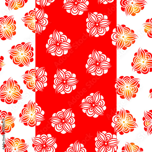 seamless pattern red flowers on a white background.