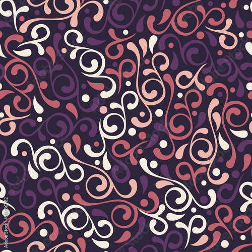 Vector seamless purple flourish pattern.
