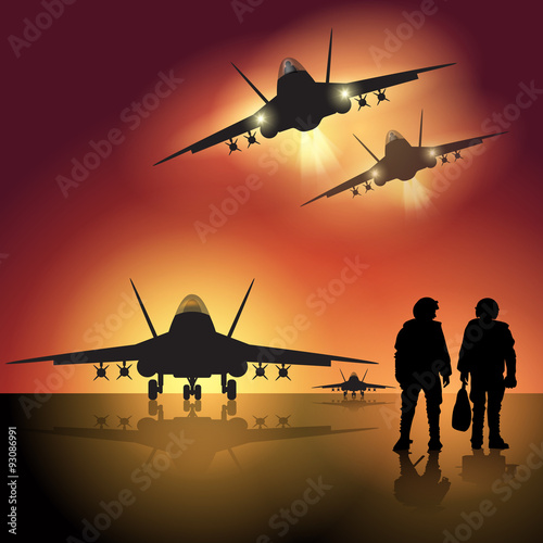 Military jet on the runway