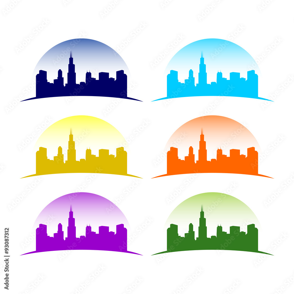 Multi Colored City Skyline