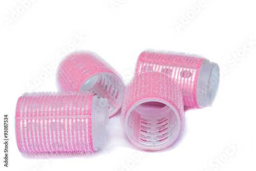 Pink hair curlers