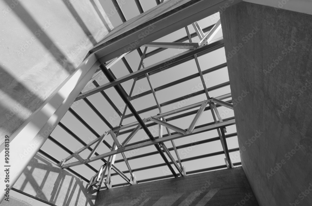 Structure of steel roof. Structure of steel roof.