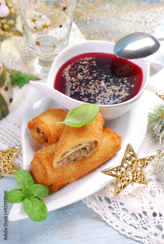 croquettes and red borscht for christmas eve