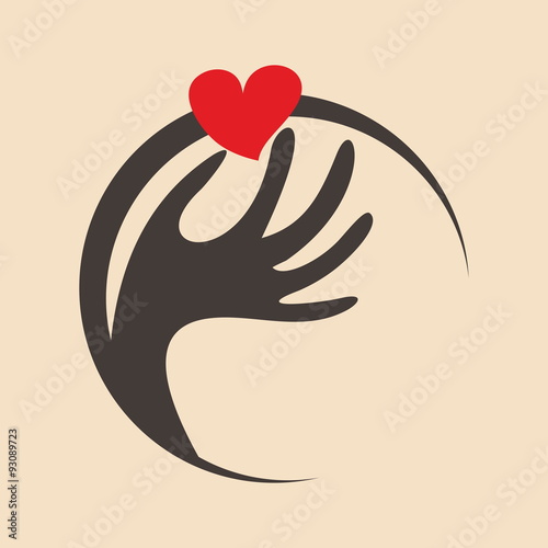 Church logo. Hand holding a heart icon
