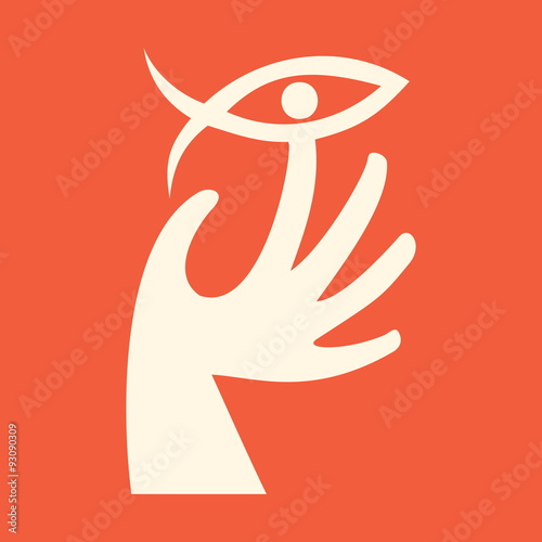 Church logo. Hand and Jesus fish