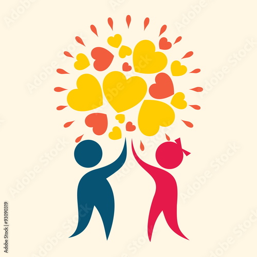 Church logo. Couple and hearts icon