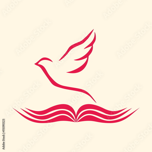 Church logo. Dove and open Bible icon