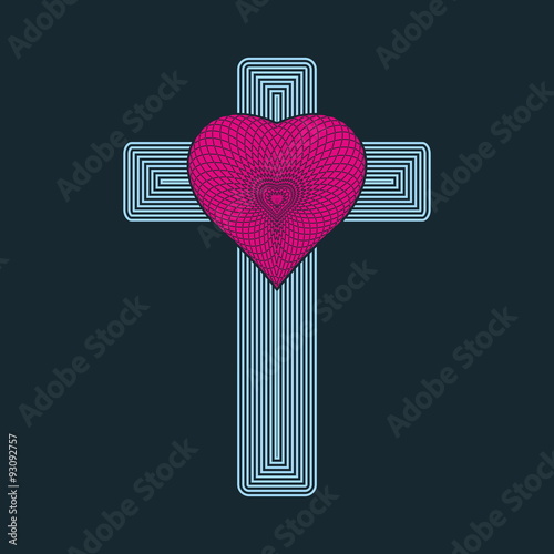 Church logo. Heart and cross icon