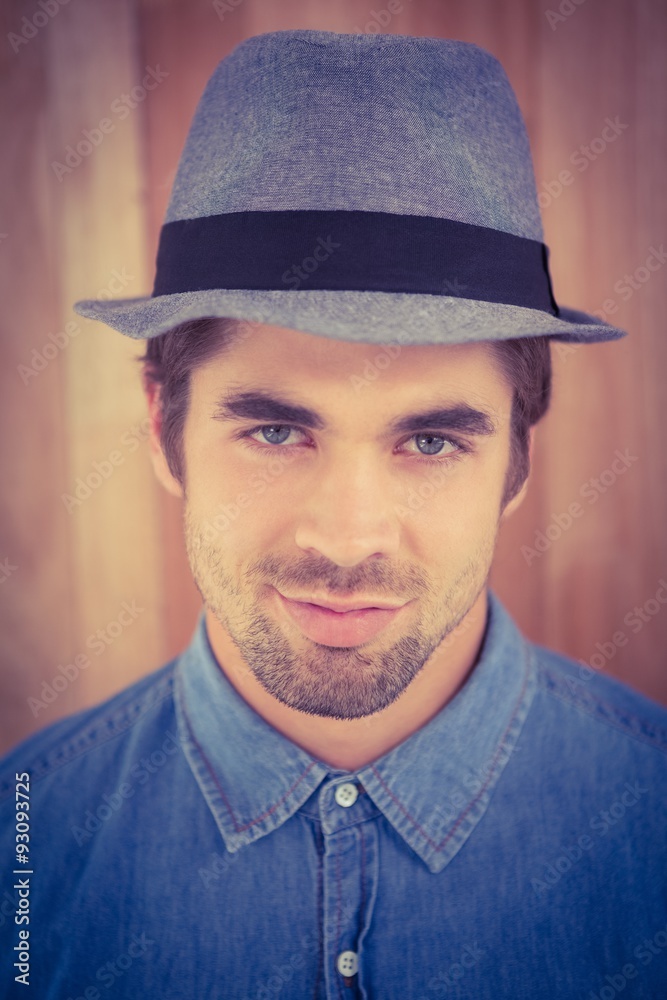 Close-up portrait of confident hipster wearing hat Close-up portrait of confident hipster wearing hat