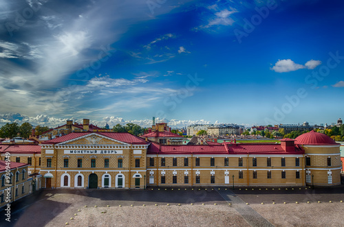 Mint Peter and Paul fortress top view Neva river