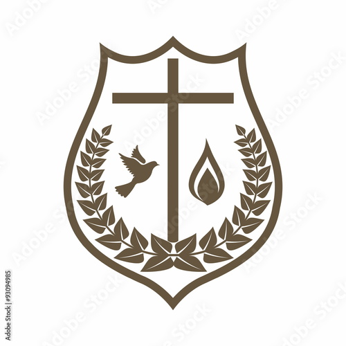 Church logo.  Cross, dove and flame