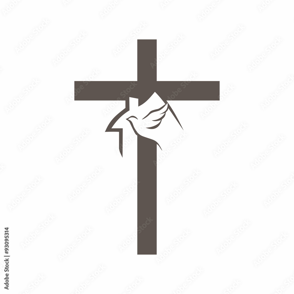 Church logo. House, dove and cross Church logo. House, dove and cross