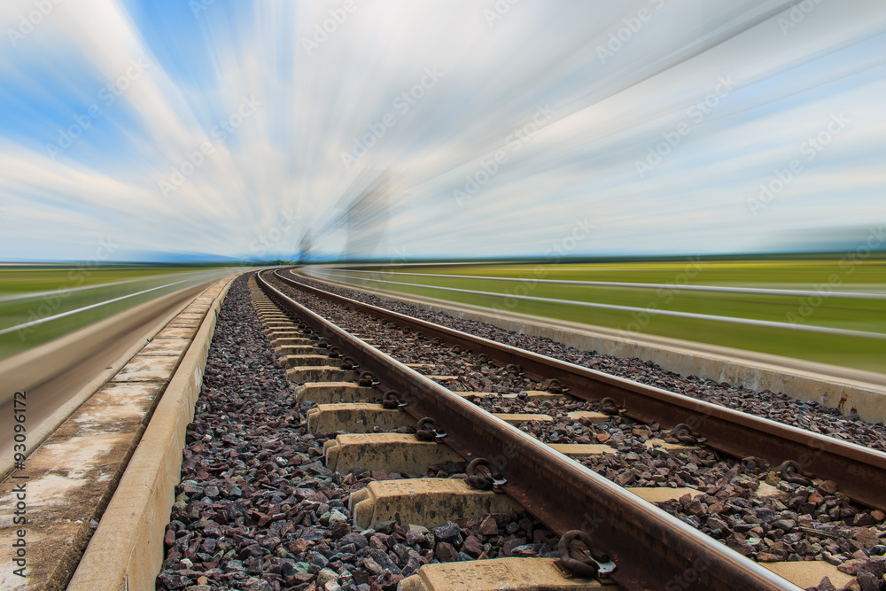 Fototapeta premium railroad for transportation with motion blur, transport railway
