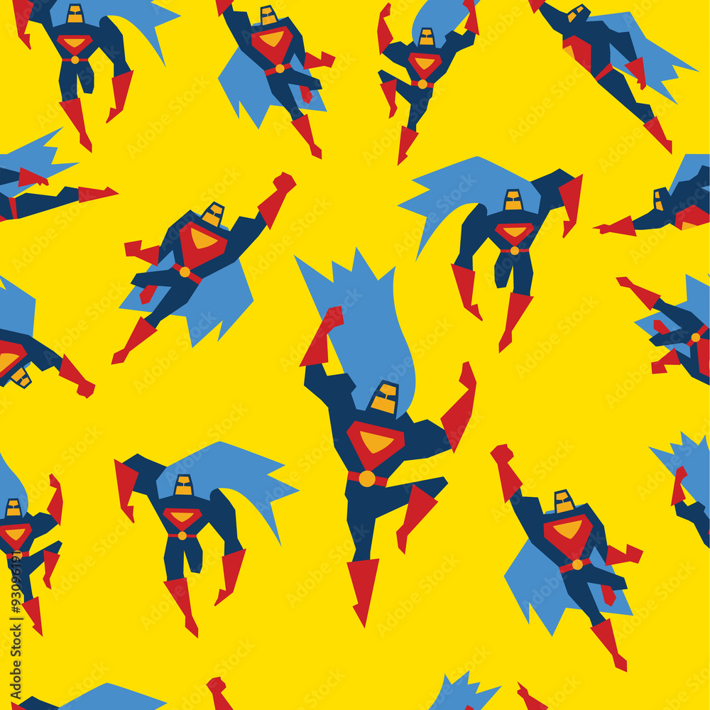 Fototapeta premium Superman Seamless Pattern Vector Illustration