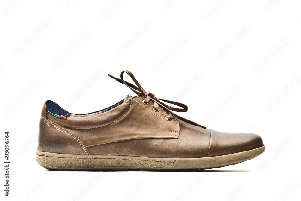 Mens brown casual shoe on white background