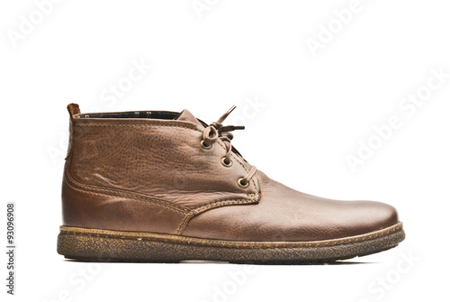 Mens brown casual shoe on white background
