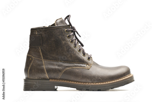 Mens brown boot on white background