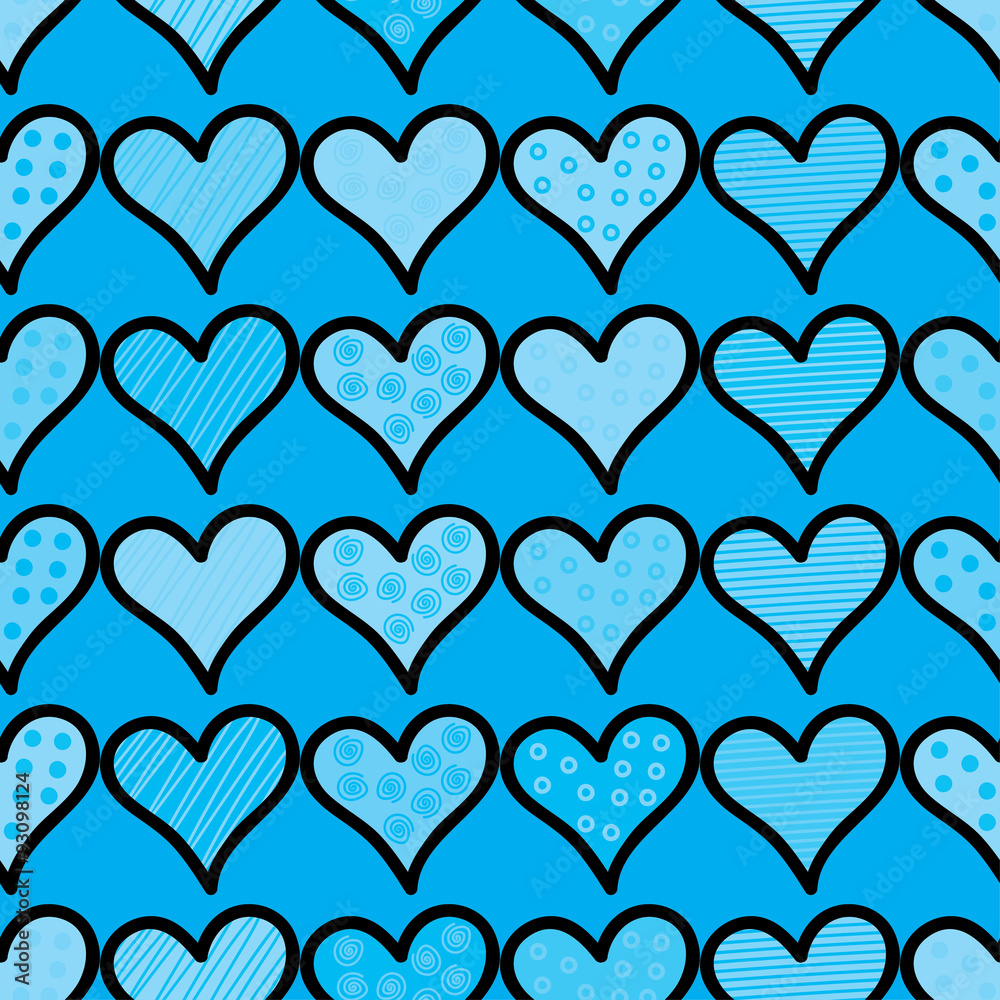 Seamless vector background with decorative hearts and polka dots Seamless vector background with decorative hearts and polka dots