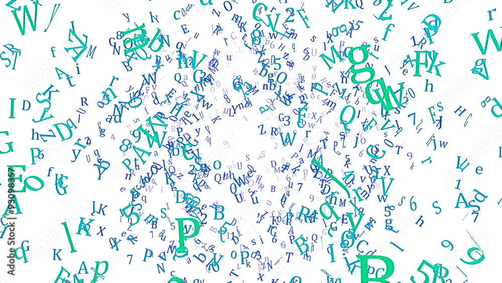 Abstract Random Letters Illustration - Turquoise Abstract Random Letters Illustration - Turquoise