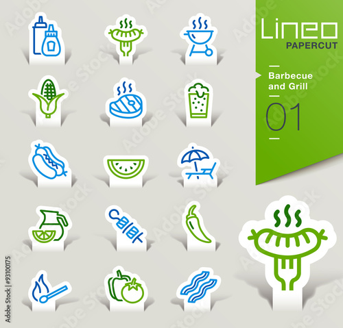 Lineo Papercut - Barbecue and Grill outline icons