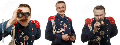 French general with beautiful mustache with binoculars