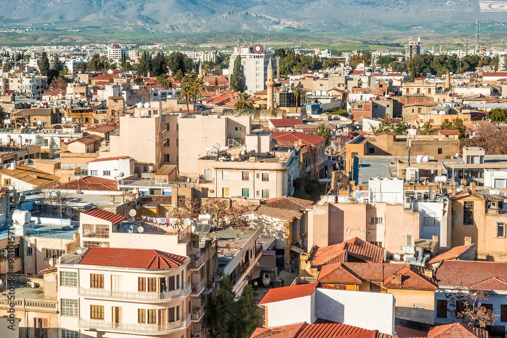 Aerival view of Ledra street. Nicosia, Cyprus