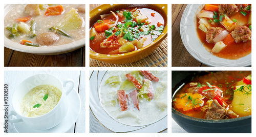  set of different soups.
