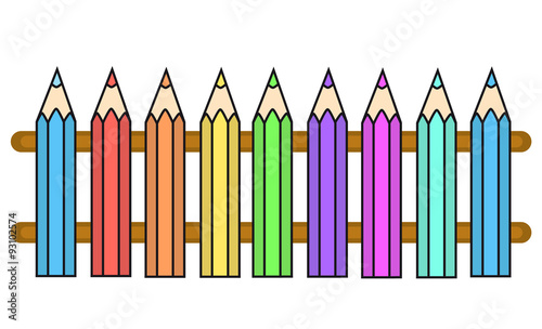Vector color crayons fence
