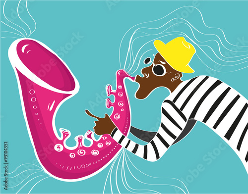 Canvas Print illustration of a Jazz poster with saxophonist