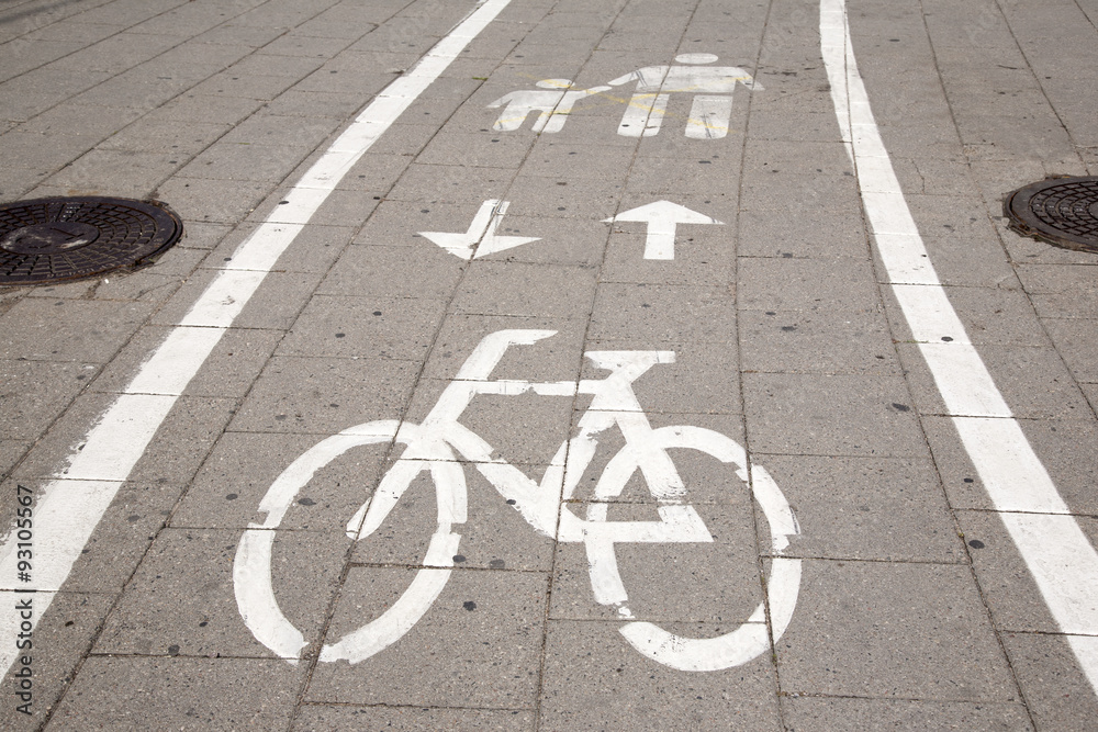 Obraz premium Bicycle and Pedestrian Lane Sign