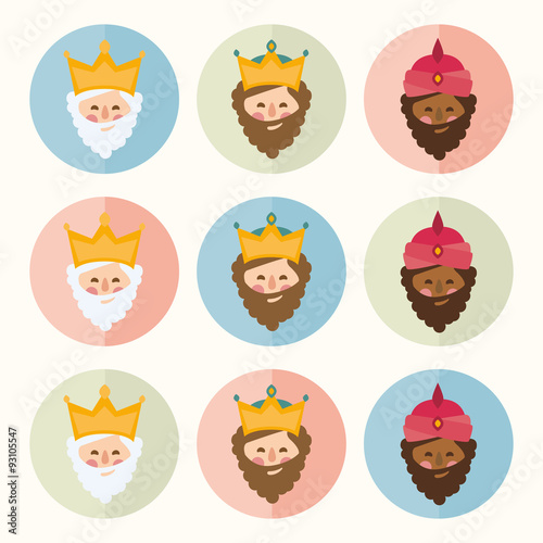 the three kings of orient. icons vector set