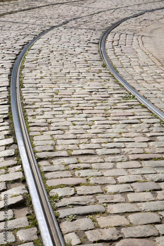 Tram Track on Cobbled Stones, Riga