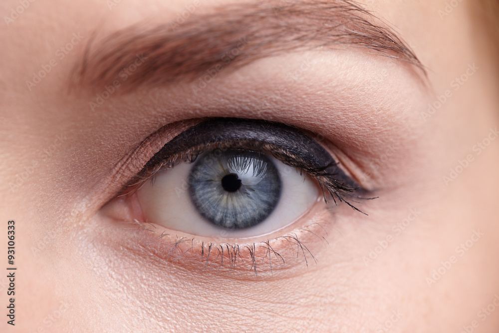 Close-up of female eye. Make-up arrow. Close-up of female eye. Make-up arrow.